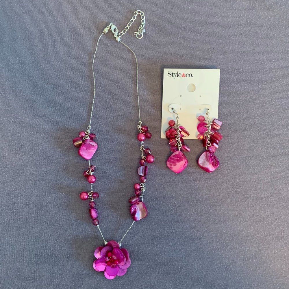 Barbiecore Pink Statement Necklace and Earring set